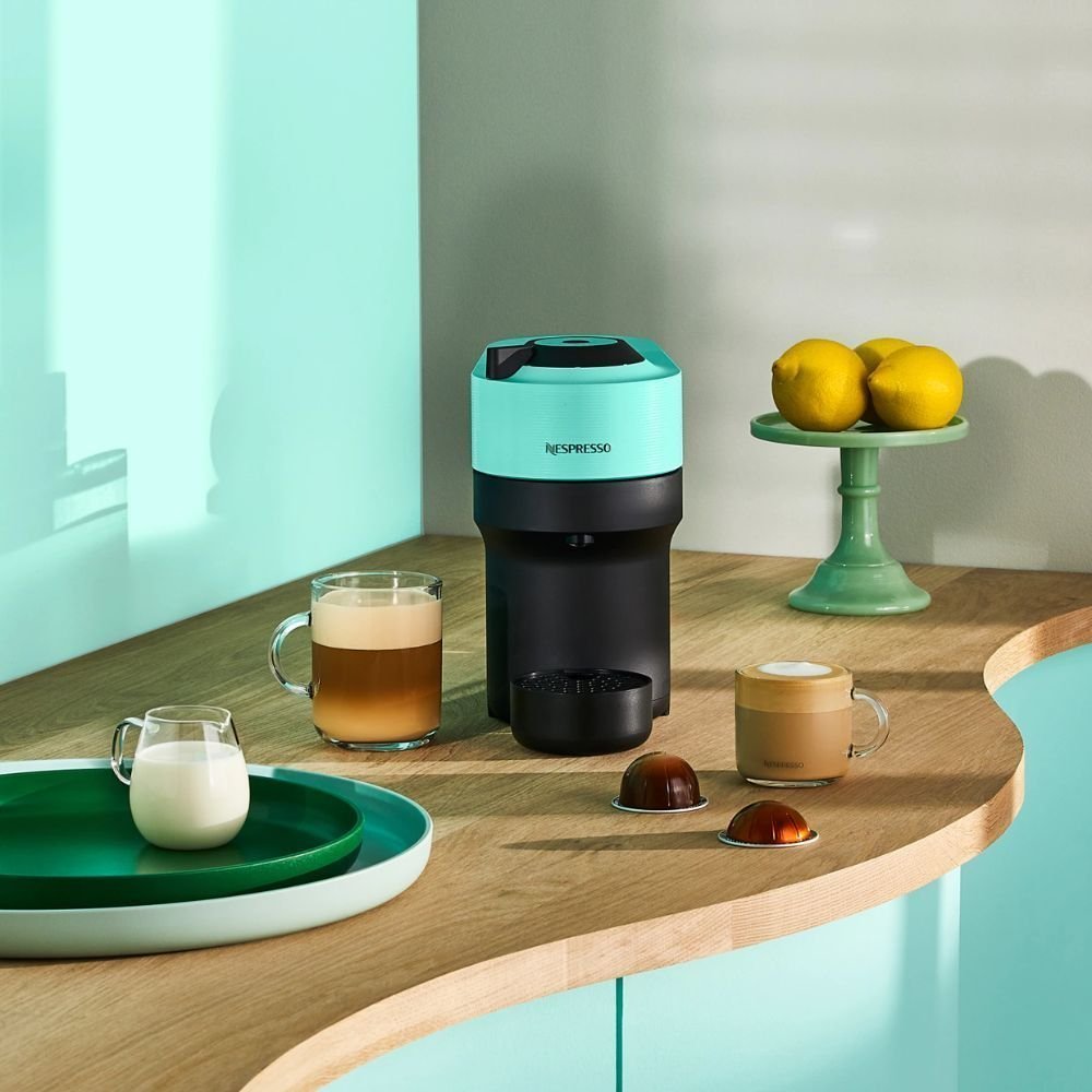 Nespresso Vertuo Pop Μηχανή Καφέ με Centrifusion™ Τεχνολογία & 6 Μεγέθη Ροφημάτων για Κάψουλες Vertuo,19bar, Aqua Mint