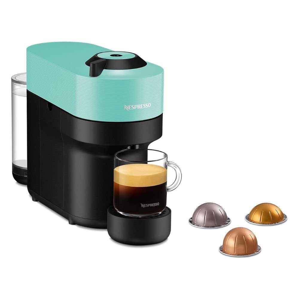Nespresso Vertuo Pop Μηχανή Καφέ με Centrifusion™ Τεχνολογία & 6 Μεγέθη Ροφημάτων για Κάψουλες Vertuo,19bar, Aqua Mint