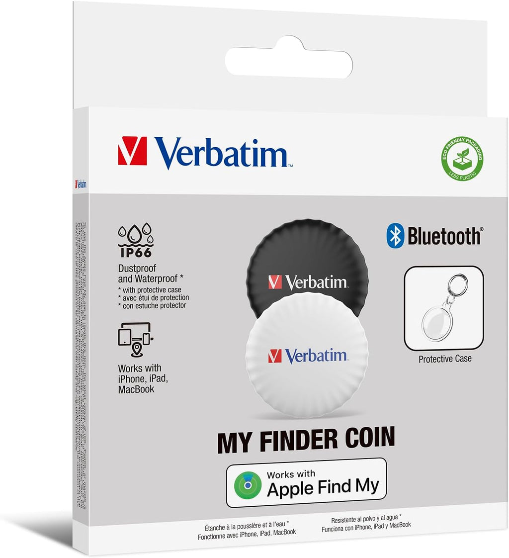 Verbatim My Finder Coin Apple BT Item Finder 2-pk Black/White MYFC-02BW