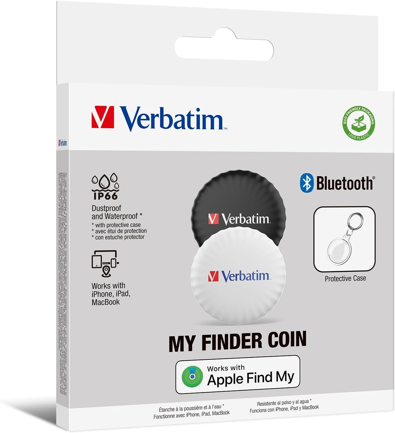 Verbatim My Finder Coin Apple BT Item Finder 2-pk Black/White MYFC-02BW
