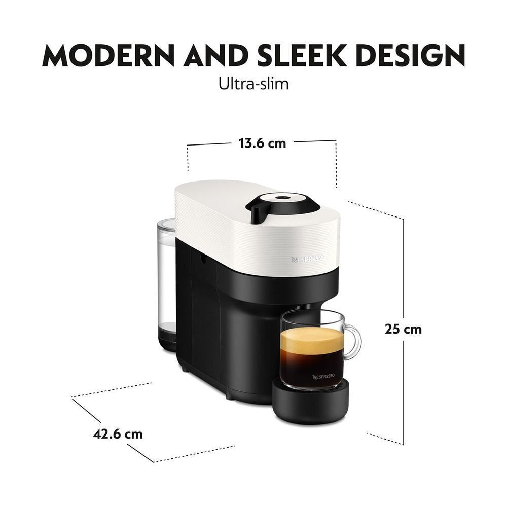 Nespresso Vertuo Pop Μηχανή Καφέ με Centrifusion™ Τεχνολογία & 6 Μεγέθη Ροφημάτων για Κάψουλες Vertuo,19bar, Coconut White
