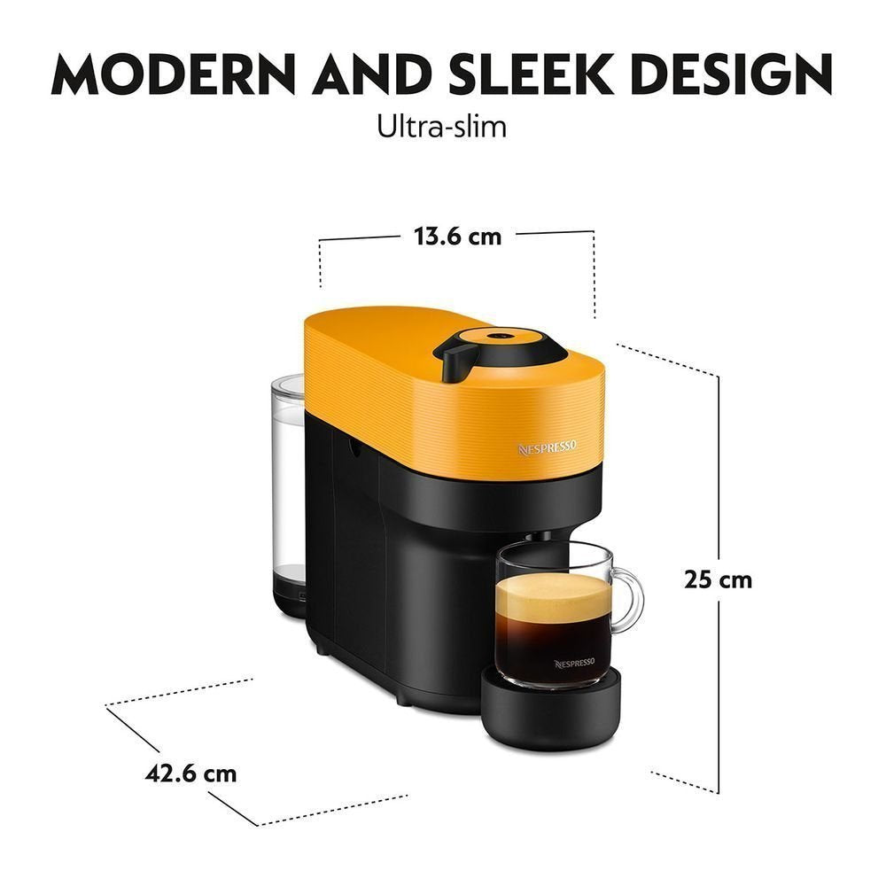 Nespresso Vertuo Pop Μηχανή Καφέ με Centrifusion™ Τεχνολογία & 6 Μεγέθη Ροφημάτων για Κάψουλες Vertuo,19bar, Mango Yellow