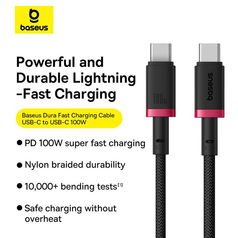 Baseus Cable USB-C to USB-C Dura Braided 2.0m 100W Black+Red
