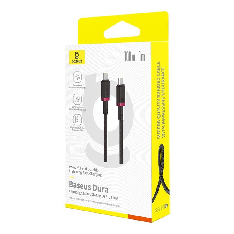 Baseus Cable USB-C to USB-C Dura Braided 1.0m 100W Black+Red