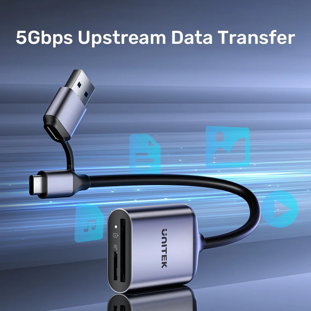 Unitek Card Reader USB A/C Supports SD/Micro SD 4.0 R1018E