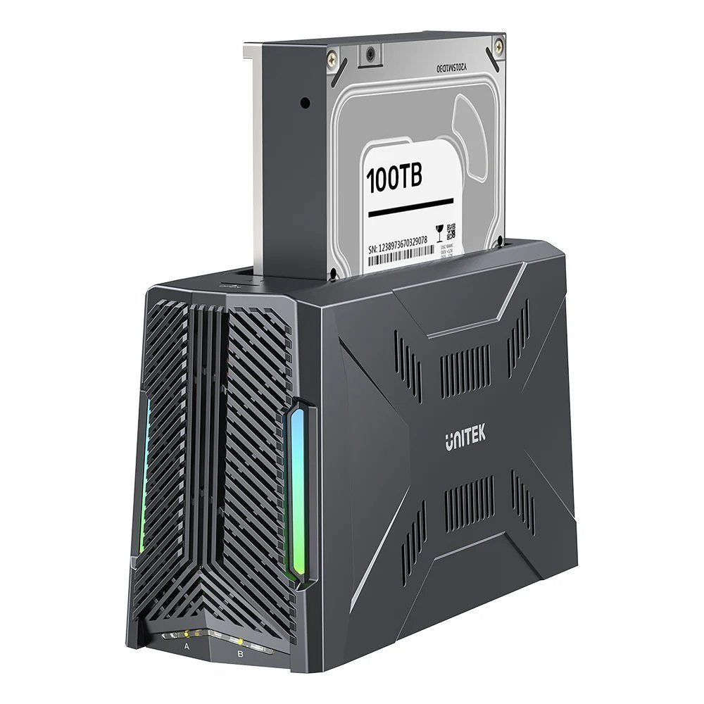 Unitek USB-C NVME/PCIe/SATA/HDD 10Gbps RGB Docking Station S1234B