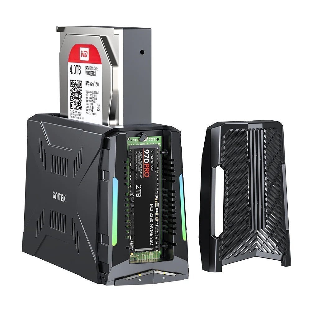 Unitek USB-C NVME/PCIe/SATA/HDD 10Gbps RGB Docking Station S1234B