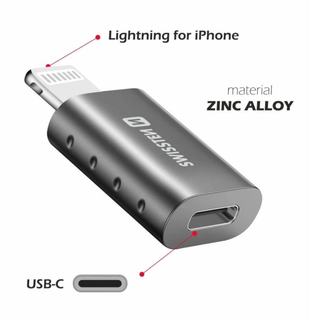 SWISSTEN OTG Adapter Lightning σε USB-C με Υποστήριξη Μεταφοράς Δεδομένων & Φόρτισης 55500400