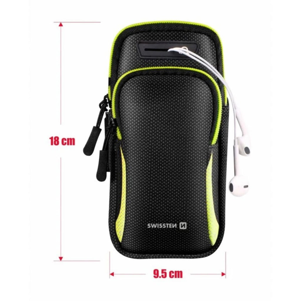 SWISSTEN ArmBag Αθλητική Θήκη Μπράτσου για Smartphone έως 6.7″ με Ανακλαστικά Στοιχεία 32903500 Μαύρο