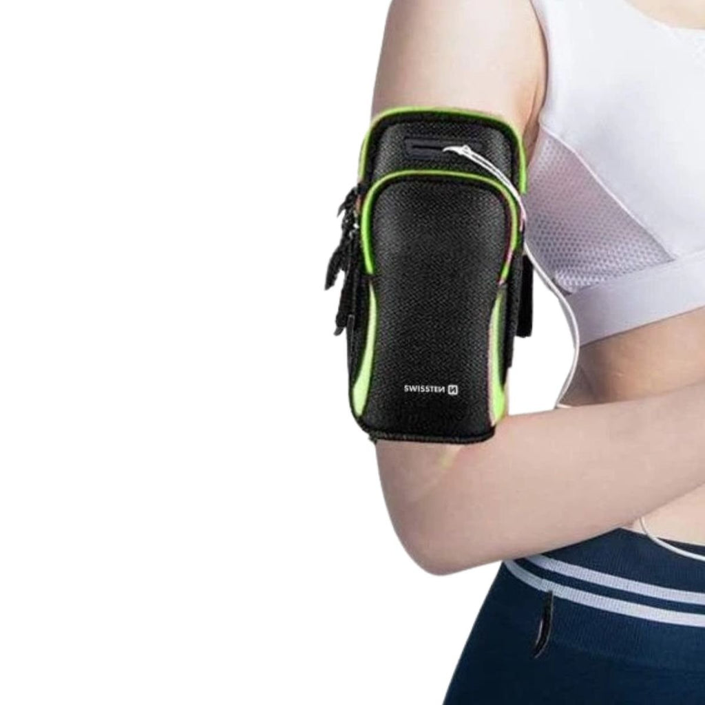 SWISSTEN ArmBag Αθλητική Θήκη Μπράτσου για Smartphone έως 6.7″ με Ανακλαστικά Στοιχεία 32903500 Μαύρο