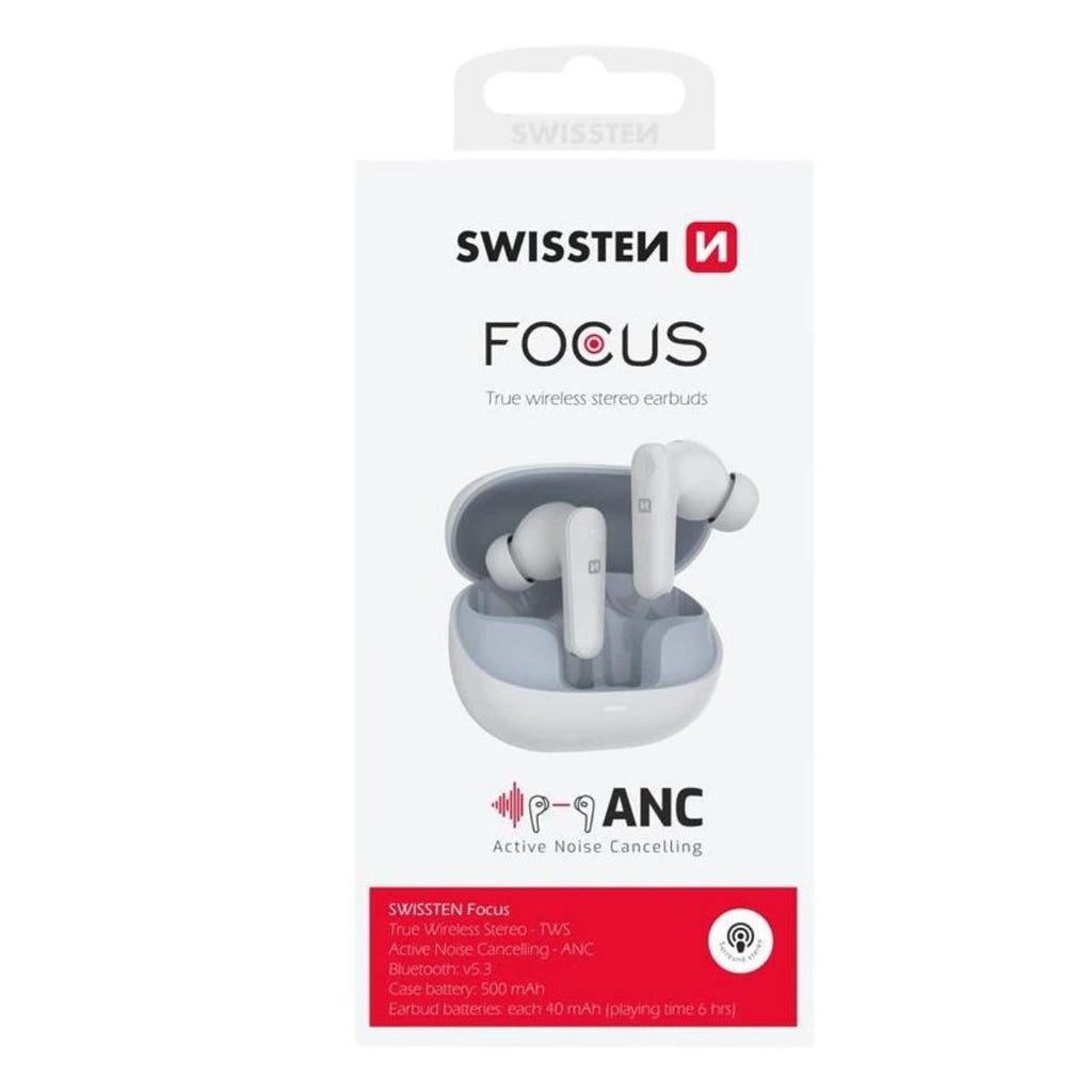SWISSTEN Bluetooth Ακουστικά TWS ANC Focus με Active Noise Cancellation & Διάρκεια Μπαταρίας έως 28 Ώρες 51500200 Μαύρο
