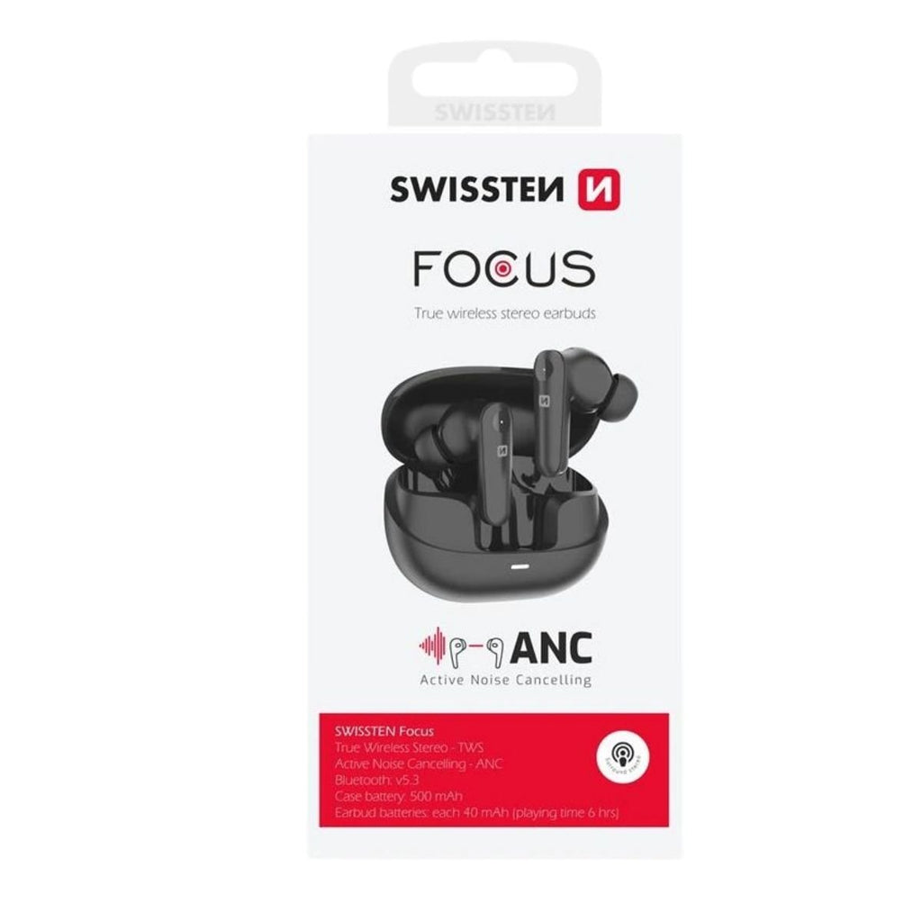 SWISSTEN Bluetooth Ακουστικά TWS ANC Focus με Active Noise Cancellation & Διάρκεια Μπαταρίας έως 28 Ώρες 51500100 Λευκό