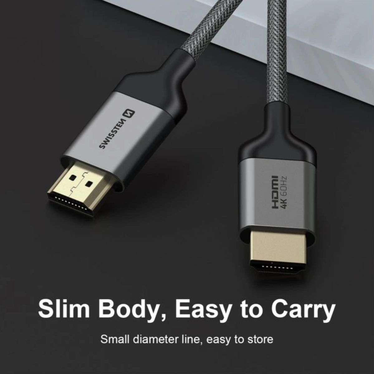 Swissten Καλώδιο HDMI 2.0 4K/60Hz Braided με Gold Plated Βύσματα 3m 75501103