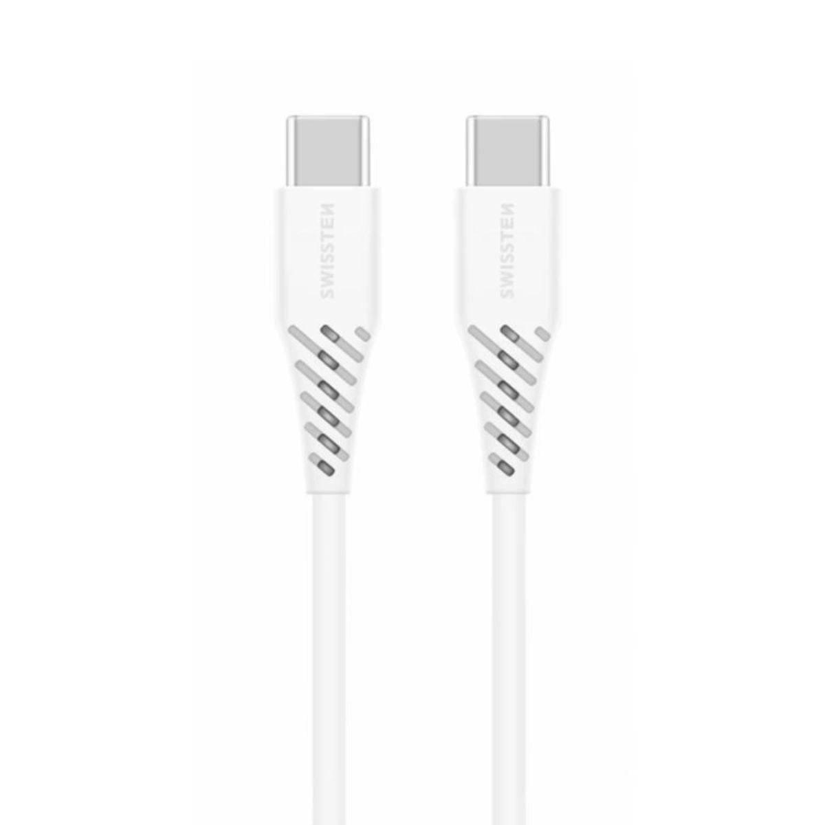 Swissten USB-C σε USB-C Power Delivery Καλώδιο 5A (100W) για Laptop 2.5m 71506530 Άσπρο