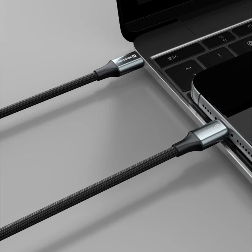 Swissten Braided Καλώδιο USB-C σε Lightning 3A (έως 30W) με Aluminum Shell 1.5m 71529203 Μαύρο