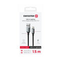 Swissten Braided Καλώδιο USB-A σε Lightning 3A με Aluminum Shell & Reinforced Tail 1.5m 71523309 Μαύρο