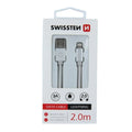 Swissten USB-A σε Lightning Braided Καλώδιο 3A με Μεταλλικούς Συνδέσμους 2m 71523303 Ασημί