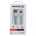 Swissten USB-A σε Micro USB Braided Καλώδιο 3A με Ανοδιωμένους Συνδέσμους 1.2m 71522203 Ασημί