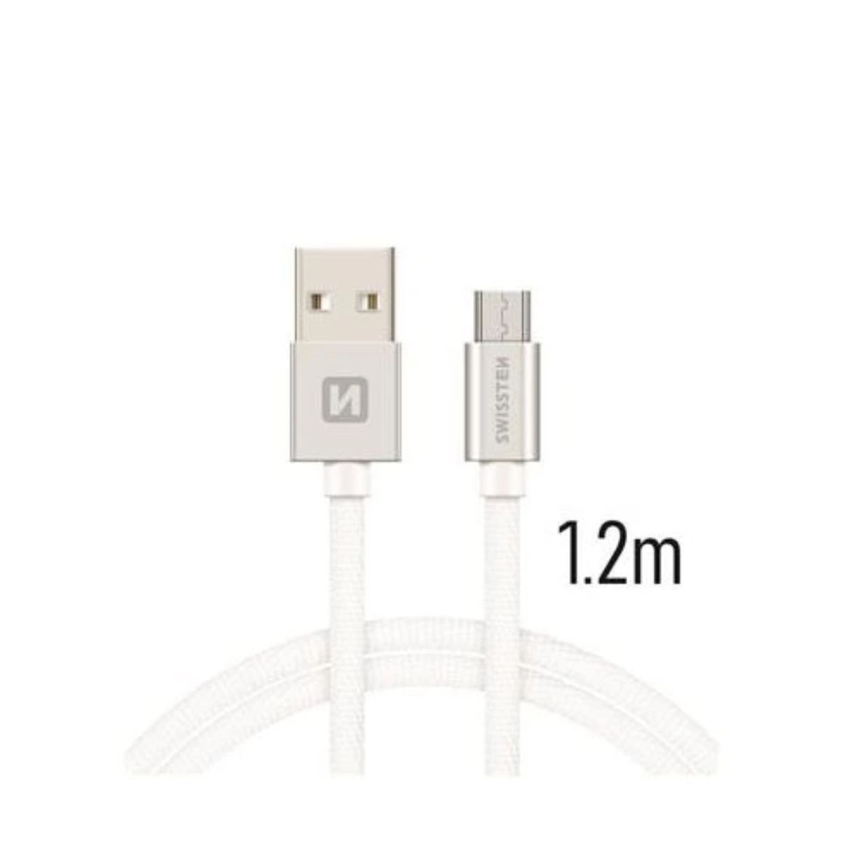 Swissten USB-A σε Micro USB Braided Καλώδιο 3A με Ανοδιωμένους Συνδέσμους 1.2m 71522203 Ασημί
