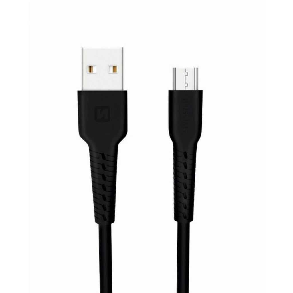 Swissten TPU Καλώδιο USB-A σε Micro USB με Ανοδιωμένο Αλουμίνιο 1m 71505520 Μαύρο