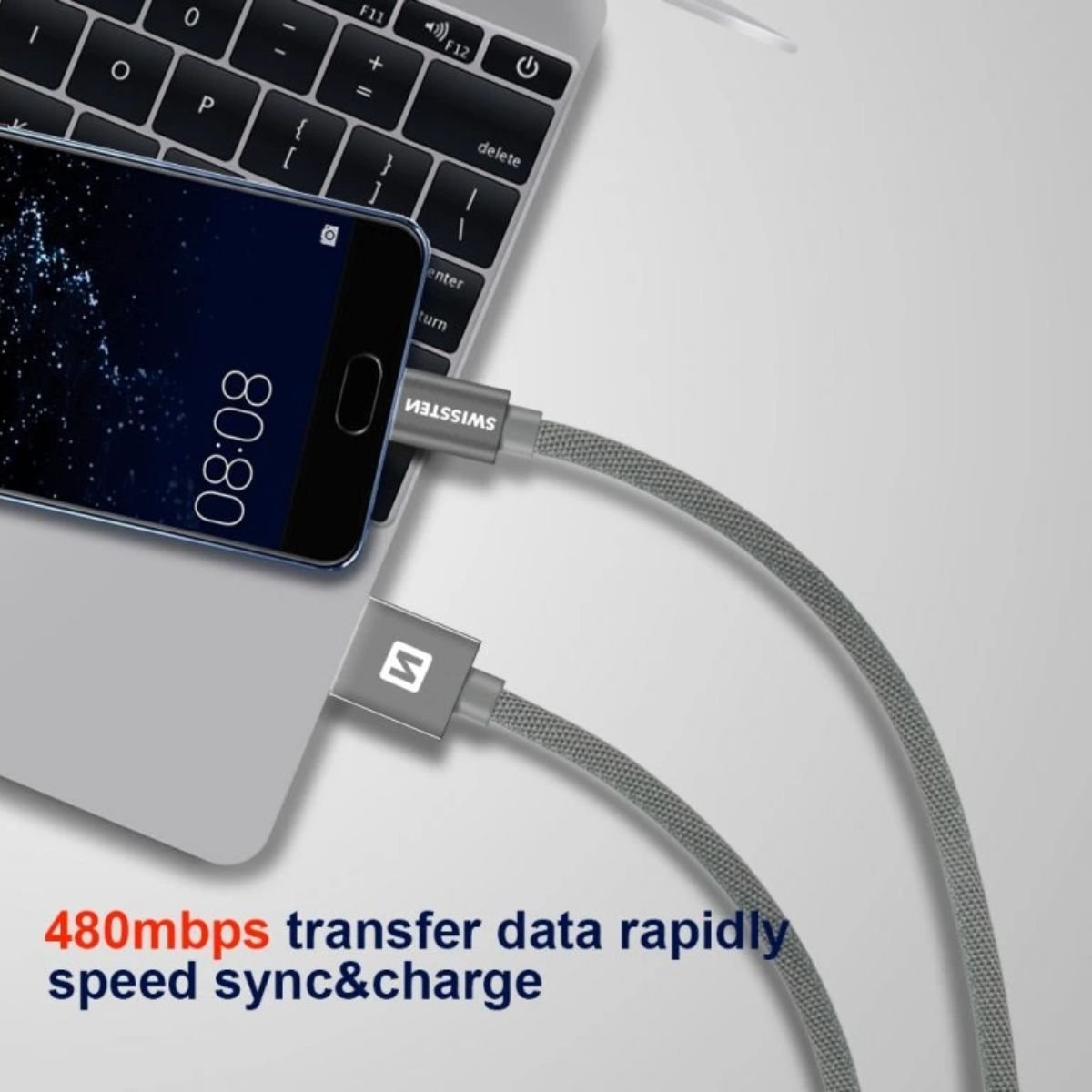 Swissten USB-A σε Lightning Braided Καλώδιο 3A με Μεταλλικούς Συνδέσμους 3m 71527600 Μαύρο