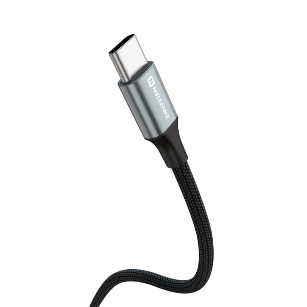 Swissten USB-A σε USB-C Braided Καλώδιο 3A (έως 60W) με Aluminum Shell 1.5m 71521309 Μαύρο