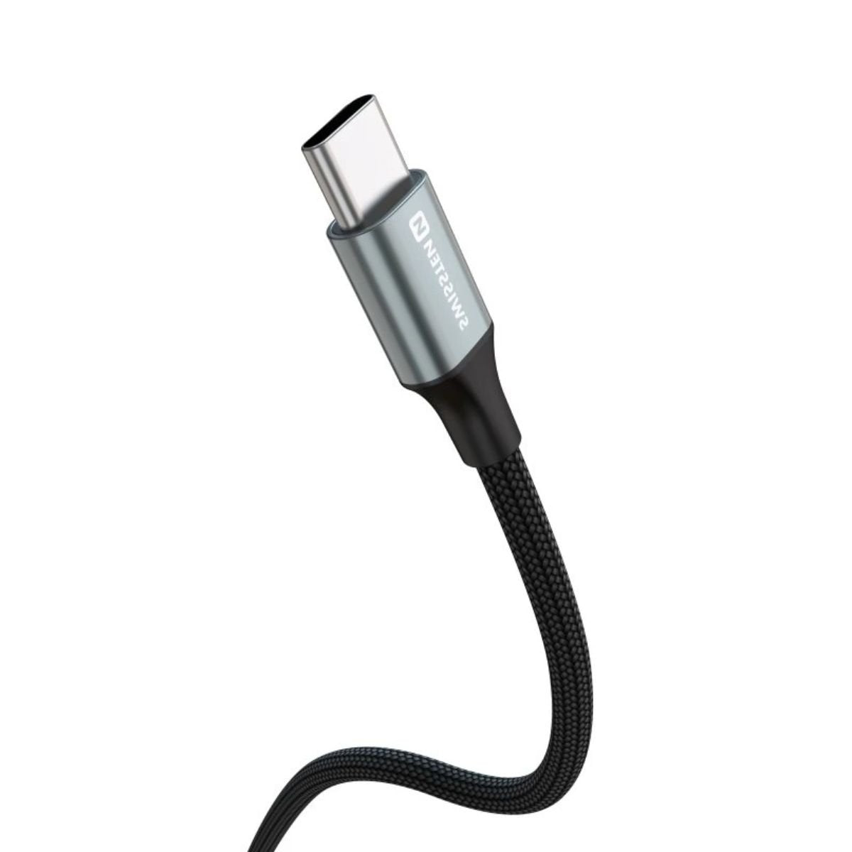 Swissten USB-A σε USB-C Braided Καλώδιο 3A (έως 60W) με Aluminum Shell 1.5m 71521309 Μαύρο