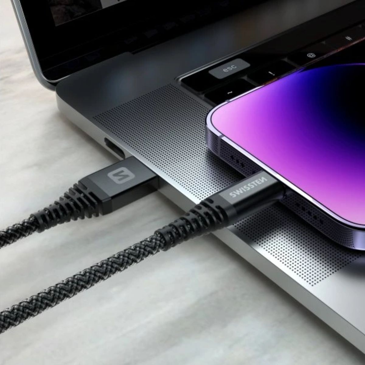 Swissten KEVLAR Καλώδιο USB-C σε Lightning 60W (3A) Extra Durable 1.5m 71544010