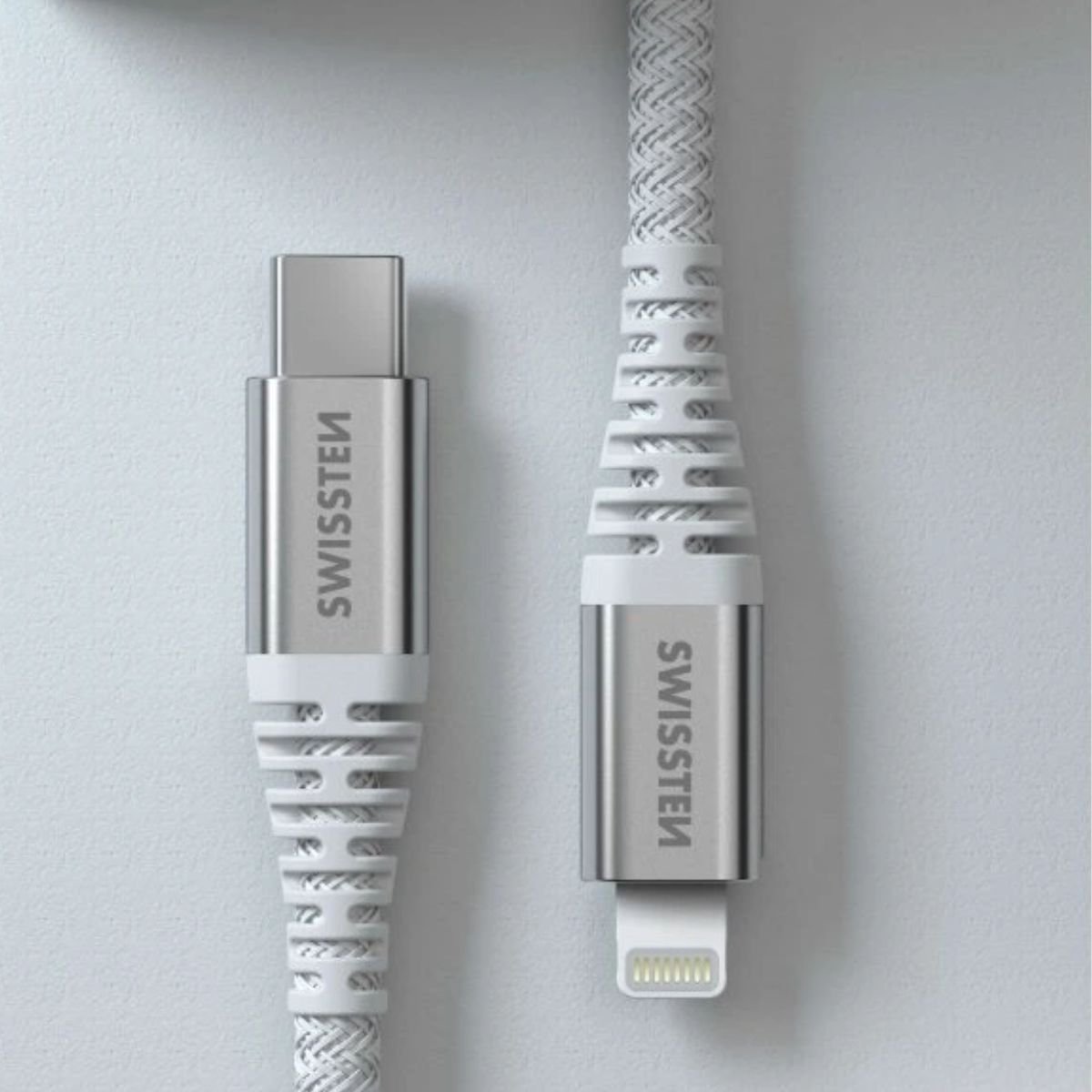 Swissten KEVLAR Καλώδιο USB-C σε Lightning 30W (3A) Extra Durable 1.5m 71541013 Άσπρο
