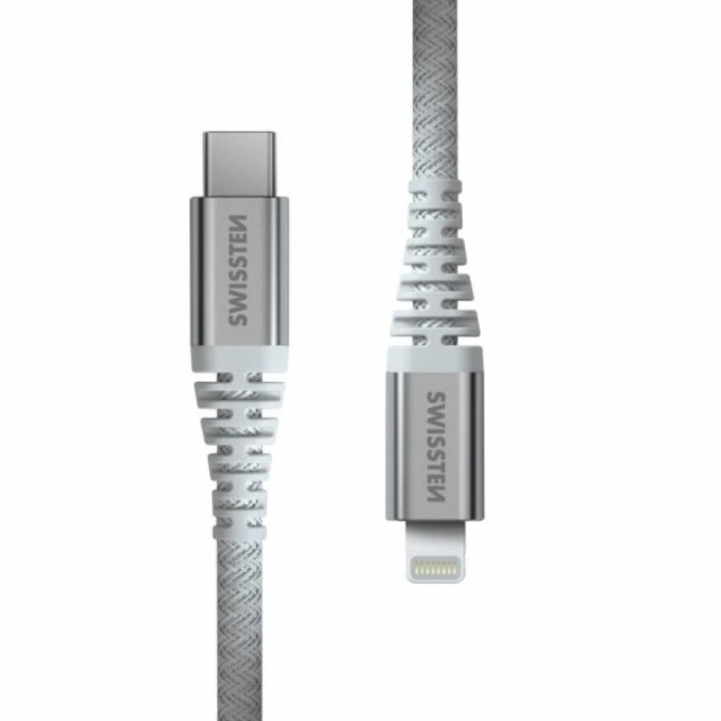 Swissten KEVLAR Καλώδιο USB-C σε Lightning 30W (3A) Extra Durable 1.5m 71541013 Άσπρο