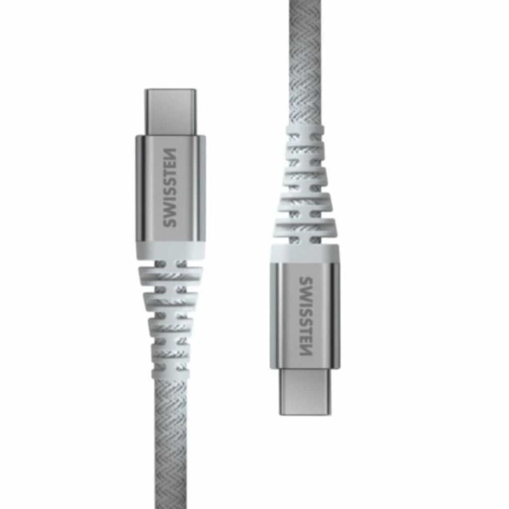 Swissten KEVLAR Καλώδιο USB-C σε USB-C 60W (3A) Extra Durable 1.5m 71541014 Άσπρο