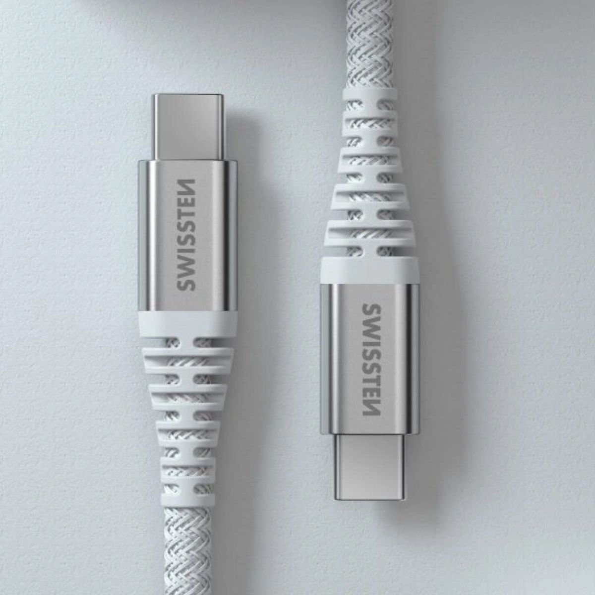 Swissten KEVLAR Καλώδιο USB-C σε USB-C 60W (3A) Extra Durable 1.5m 71541014 Άσπρο