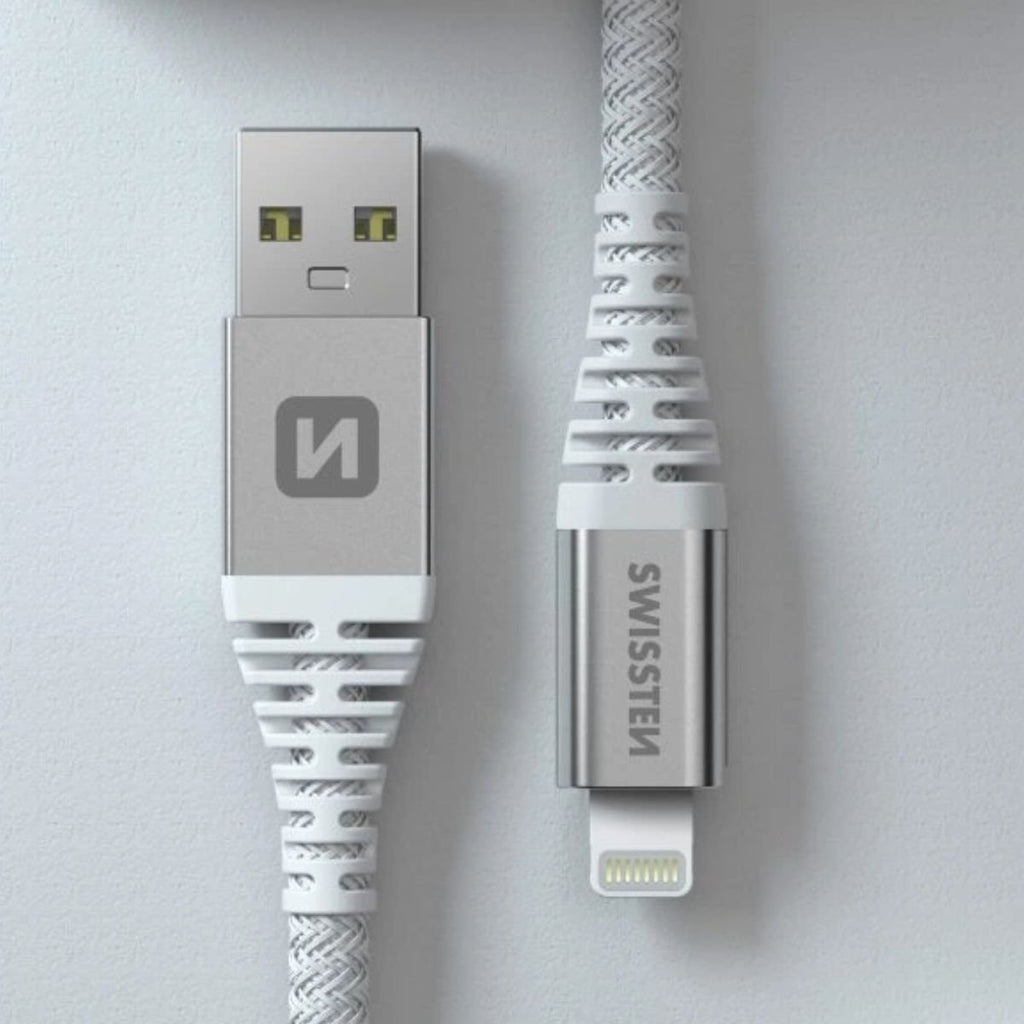 Swissten KEVLAR Καλώδιο USB σε Lightning 3A Fast Charging Extra Durable 1.5m 71541012 Άσπρο