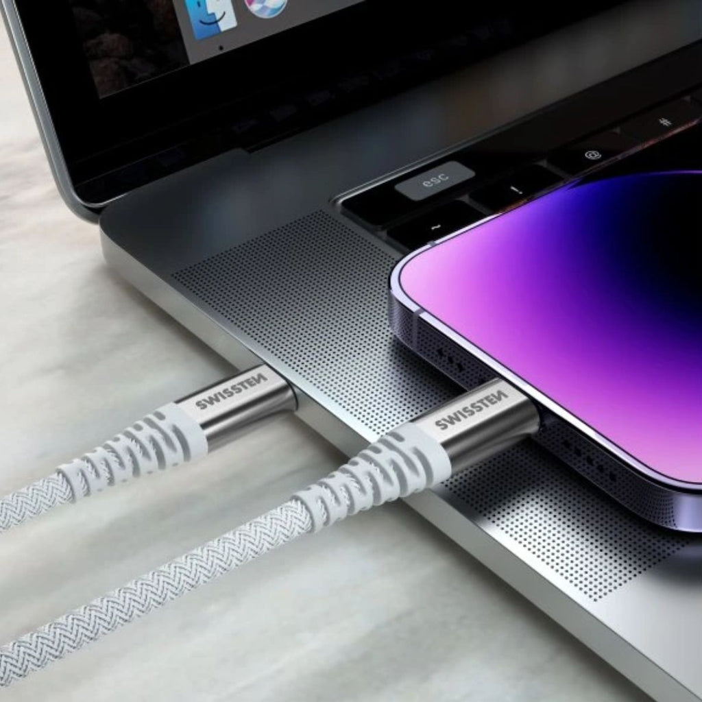 Swissten KEVLAR Καλώδιο USB-A σε USB-C 60W (3A) Extra Durable 1.5m 71541011 Άσπρο