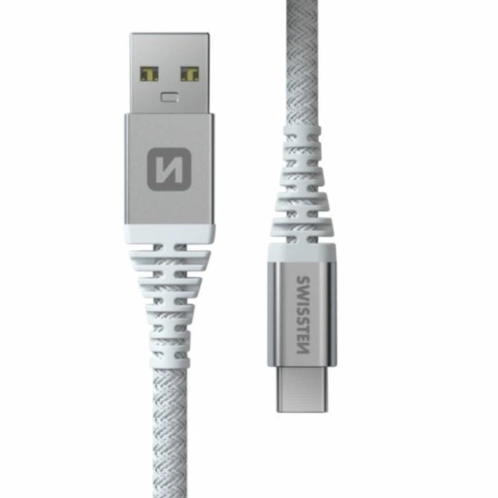 Swissten KEVLAR Καλώδιο USB-A σε USB-C 60W (3A) Extra Durable 1.5m 71541011 Άσπρο