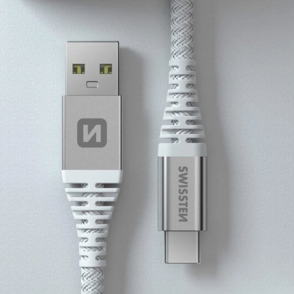 Swissten KEVLAR Καλώδιο USB-A σε USB-C 60W (3A) Extra Durable 1.5m 71541011 Άσπρο