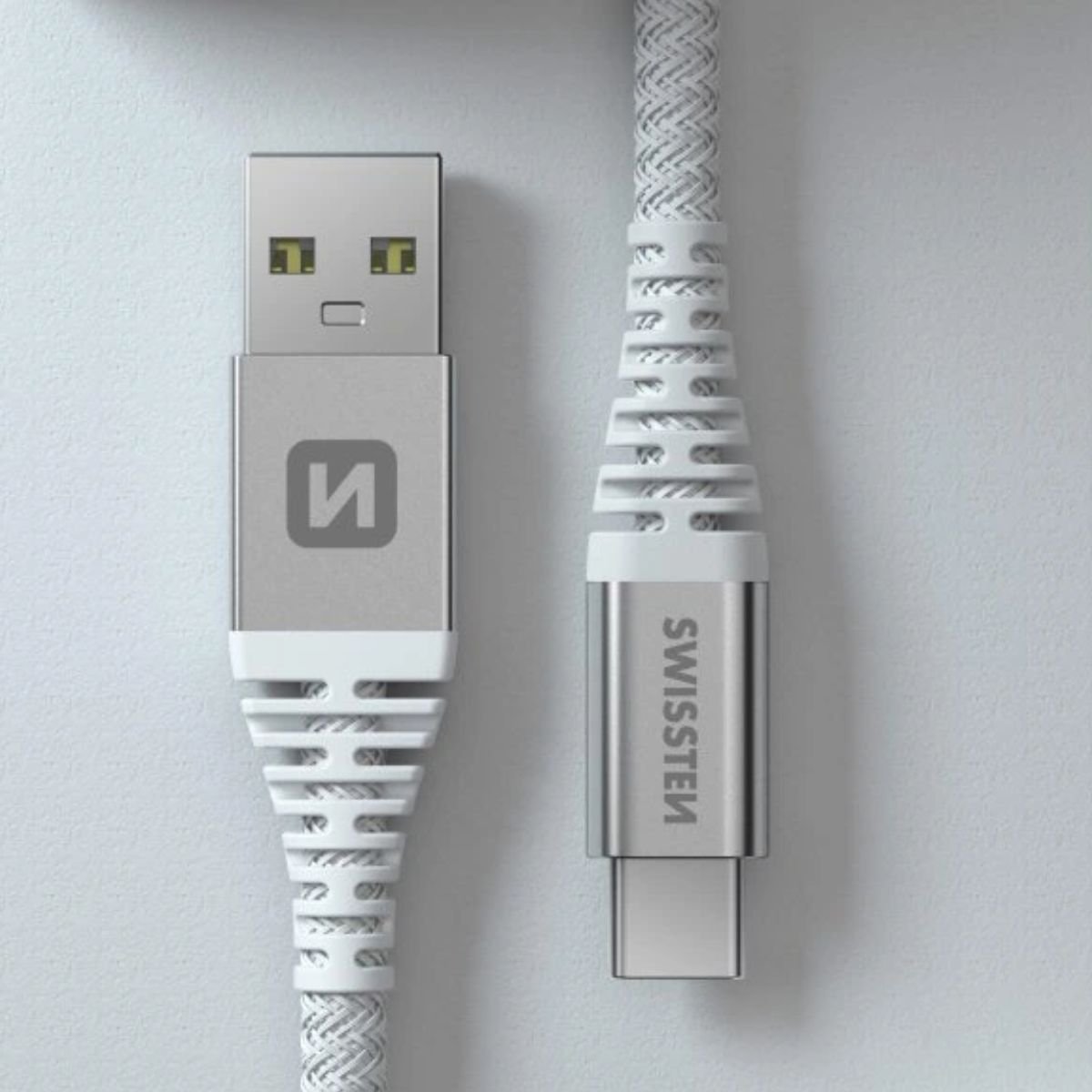 Swissten KEVLAR Καλώδιο USB-A σε USB-C 60W (3A) Extra Durable 1.5m 71541011 Άσπρο