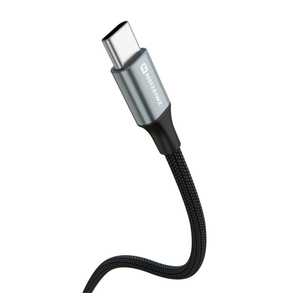 Swissten TEXTILE II Καλώδιο USB-C σε USB-C 60W (3A) με Aluminum Shell 1.5m 71528203 Μαύρο