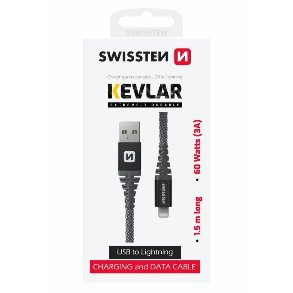 Swissten KEVLAR Καλώδιο USB σε Lightning 60W (3A) Extra Durable 1.5m 71543010
