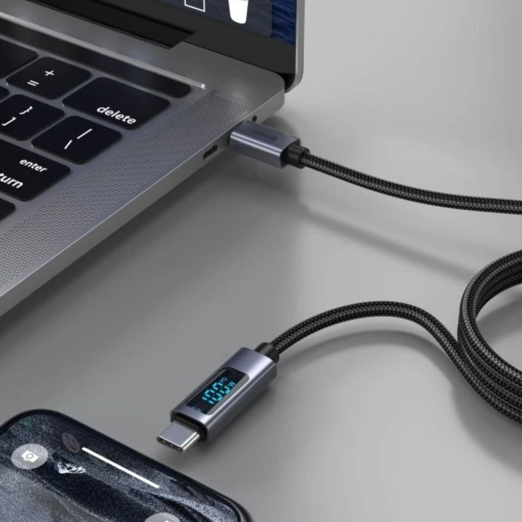 Swissten LCD Καλώδιο USB-C σε USB-C 60W με Οθόνη Ένδειξης Ισχύος 1.5m 71551074