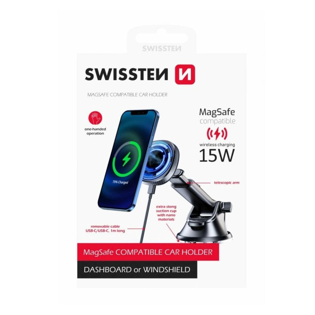 SWISSTEN Βάση Κινητού Αυτοκινήτου MagSafe με Ασύρματη Φόρτιση έως 15W 65010610