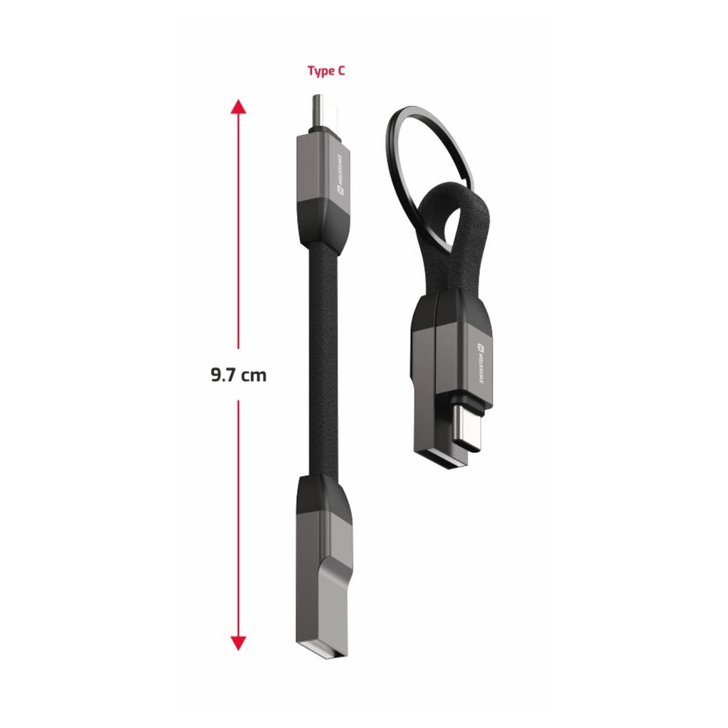 Swissten USB-A σε USB-C Magnetic Keychain Cable 15W Braided 9.7cm 1551050 Μαύρο