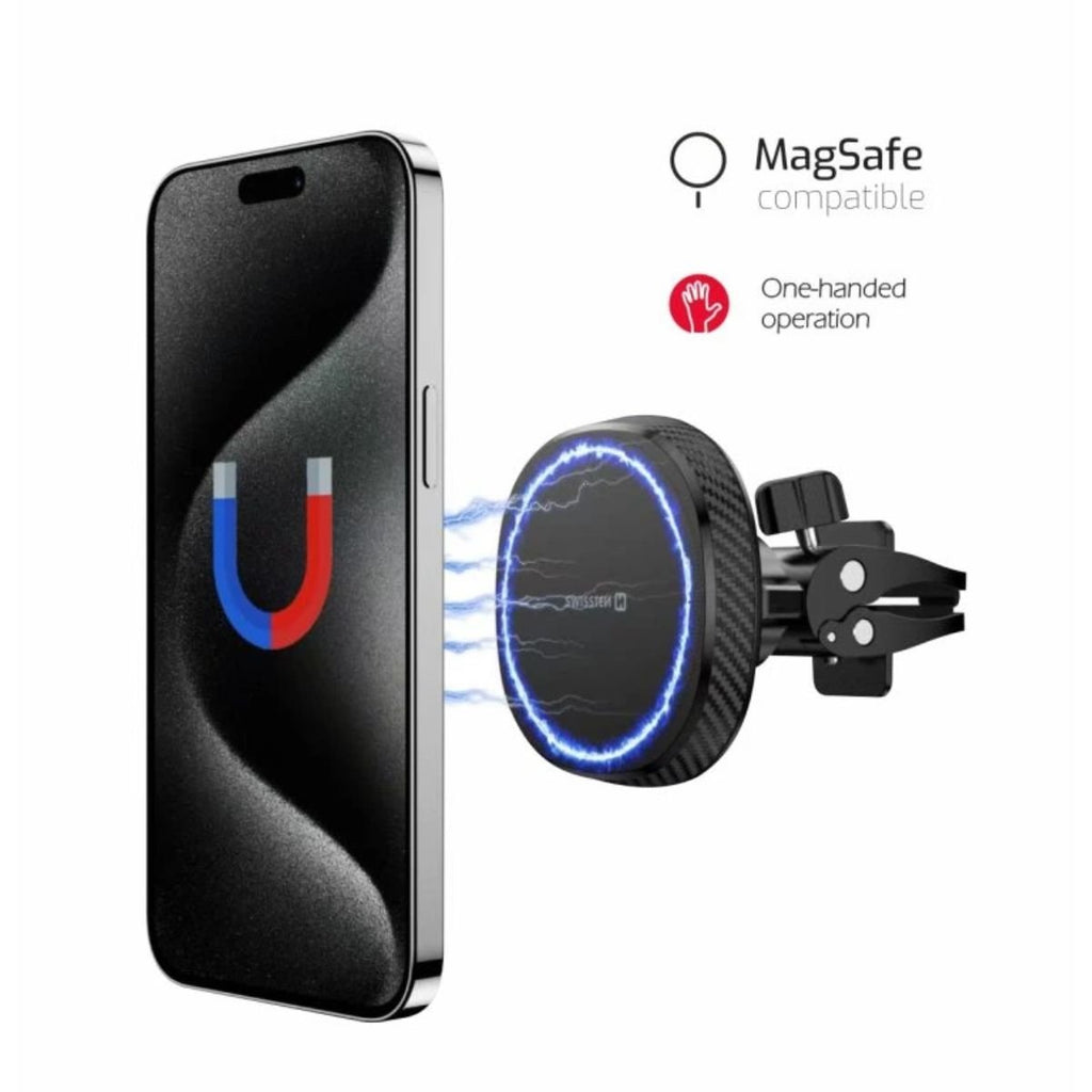 Swissten MagStick Compact Μαγνητική Βάση Κινητού για Αεραγωγό (Συμβατή με MagSafe) 65010800