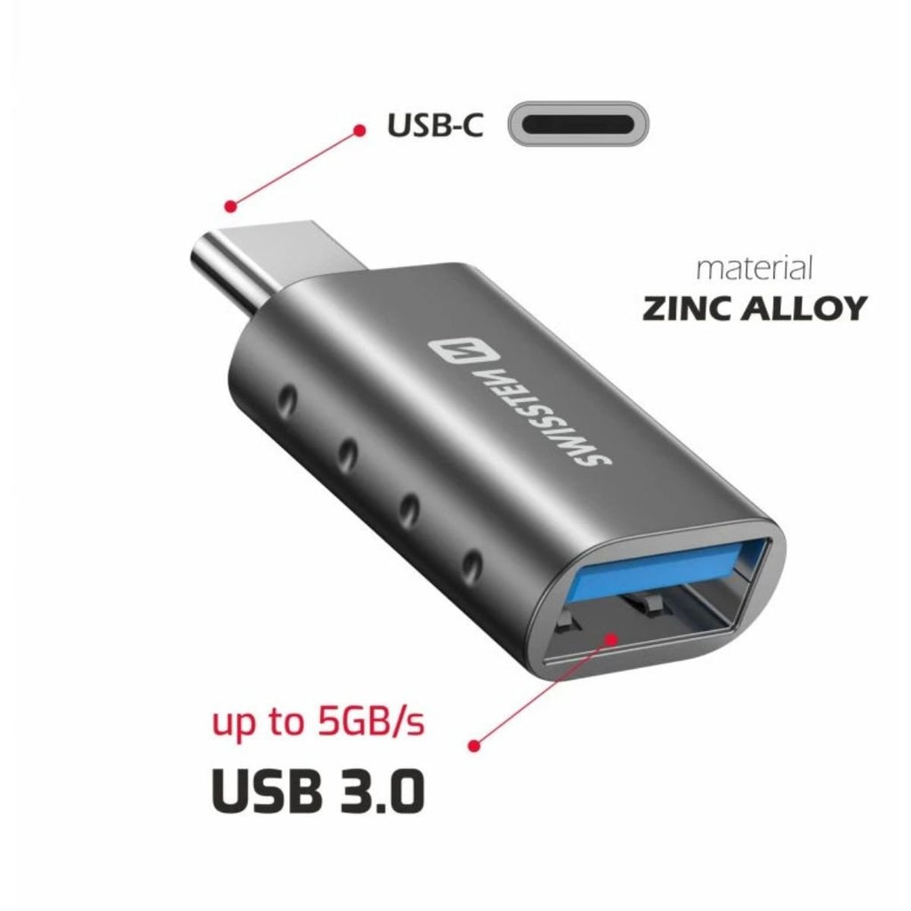 SWISSTEN OTG Adapter USB-C σε USB-A με Υποστήριξη Μεταφοράς Δεδομένων Υψηλής Ταχύτητας 55500100