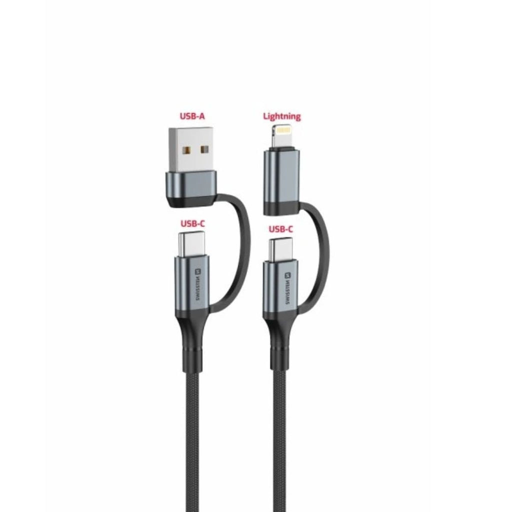 Swissten 4in1 Braided Καλώδιο Δεδομένων & Φόρτισης 3A 1.5m 74501102