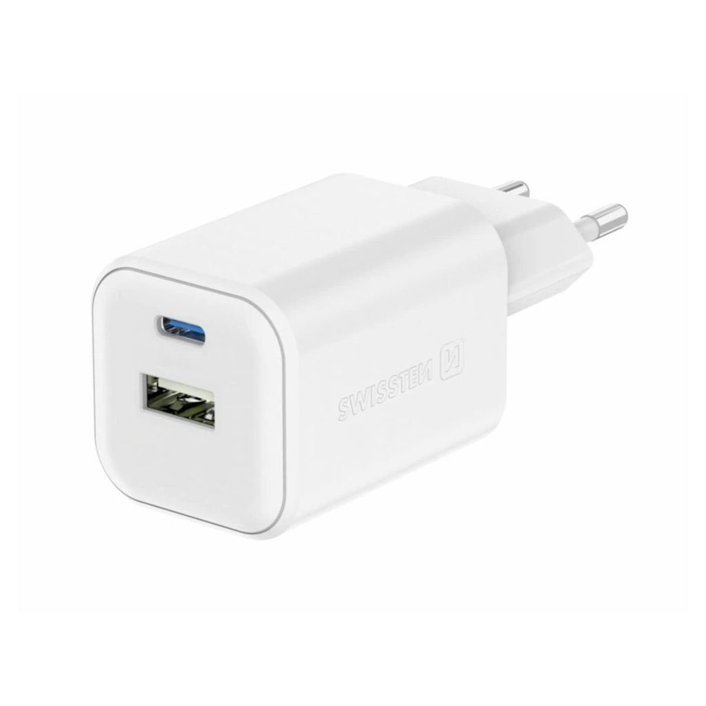 Swissten GaN Φορτιστής 45W PD με USB-C & USB-A QC Compact Travel Charger 22071300 Άσπρο
