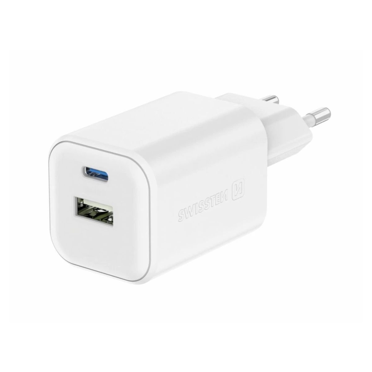 Swissten GaN Φορτιστής 45W PD με USB-C & USB-A QC Compact Travel Charger 22071300 Άσπρο