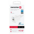 Swissten GaN Φορτιστής 45W PD με USB-C & USB-A QC Compact Travel Charger 22071300 Άσπρο