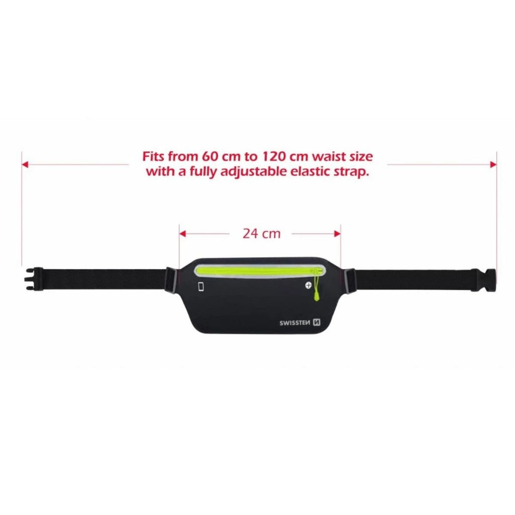 SWISSTEN Αθλητική Θήκη Μέσης (Running Belt) με Αδιάβροχο Υλικό & Ανακλαστικά Στοιχεία 32903400 Μαύρο
