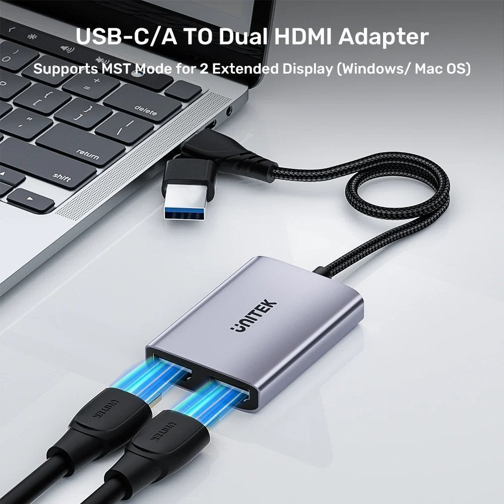 Unitek Converter USB-A/USB-C to Dual HDMI 1080P MST Win/Mac V1427A